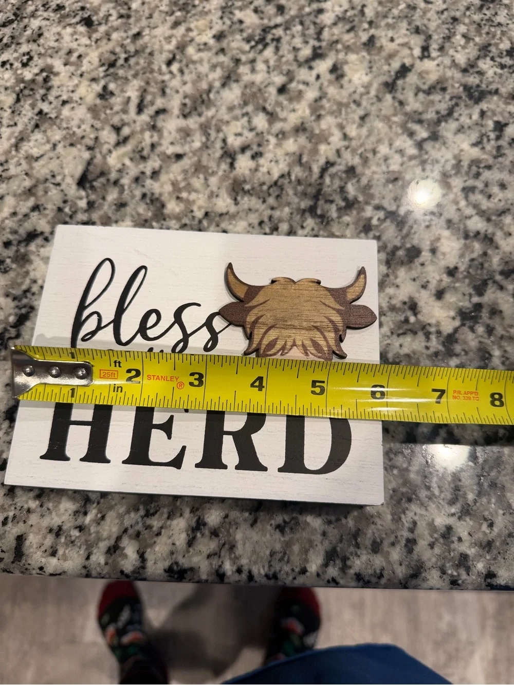 Bless Our Herd Wall Sign - White with Brown Accent